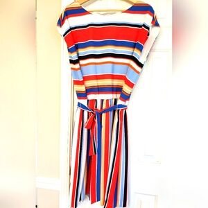 Brooks Brothers Red and White Dolman Sleeve Midi Sundress